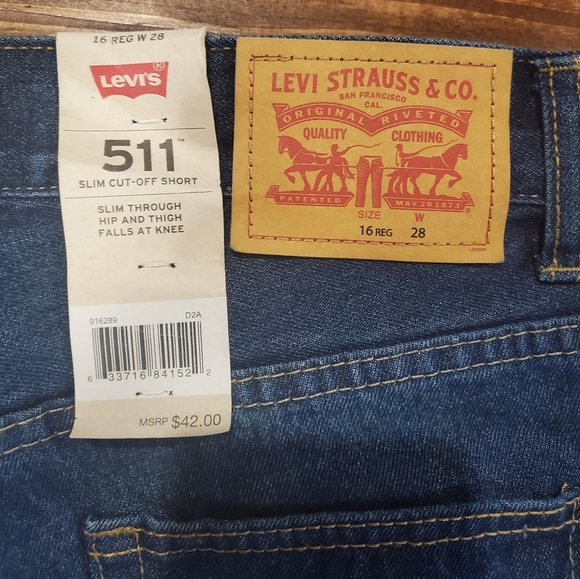 Levi's 511 Slim Cut Off Shorts SZ 16/28 - Picture 3 of 4